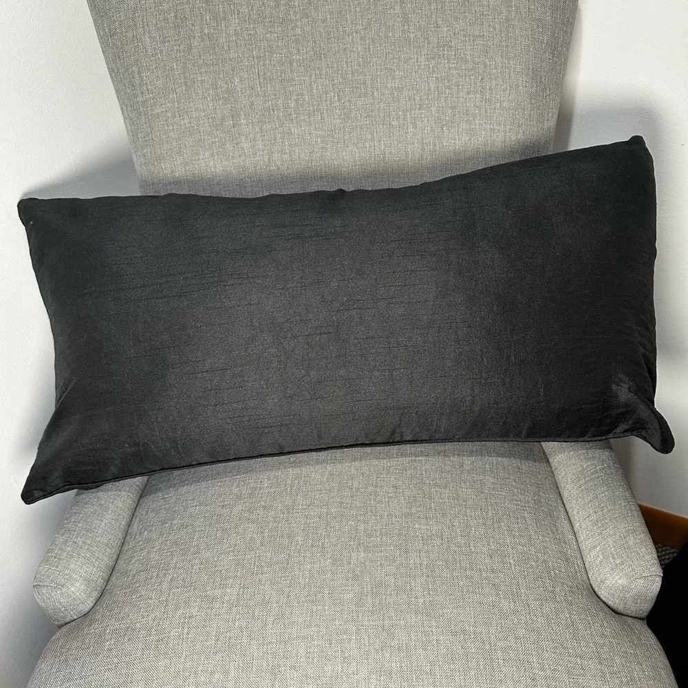 Silky black throw pillow with white birds on a wire #M-2050
